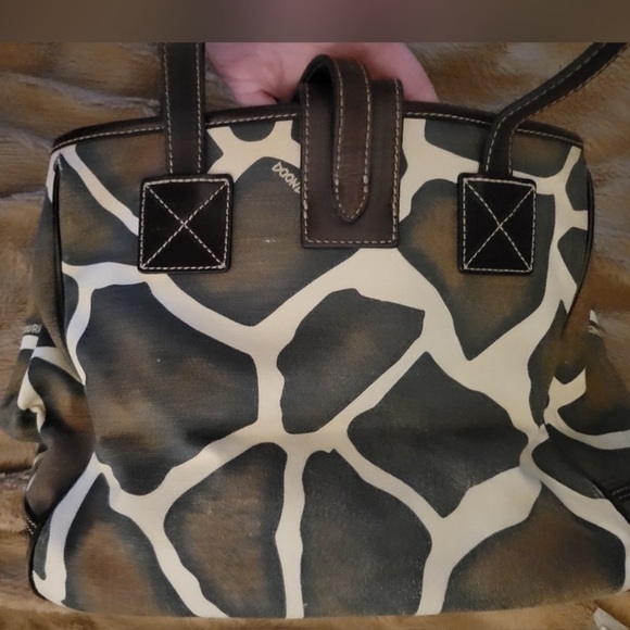 Dooney & Bourke Vintage Canvas & Leather Giraffe Print Satchel Safari Collection - Picture 3 of 15